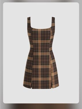 Cider SCOOP NECKLINE CHECKS ZIPPER MINI DRESS XS CR12-19